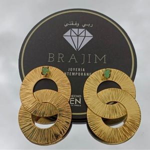 24k gold plated earrings with natural Colombian emeralds